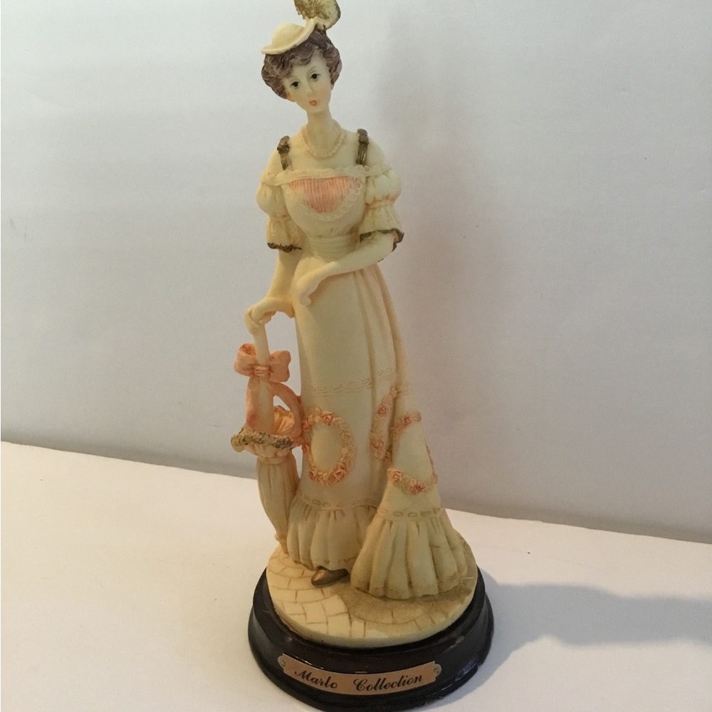 Figurine of woman and parasol, Porcelain .Vintage. Marlo Collections